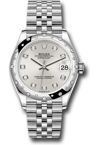 Rolex Steel and White Gold Datejust 31 Watch - Domed 24 Diamond Bezel - Silver Diamond Dial - Jubilee Bracelet - 2020 Release - 278344RBR sdj