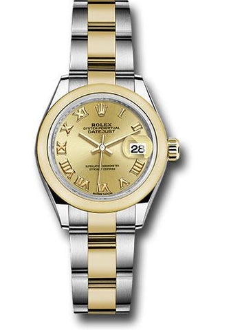 Rolex Steel and Yellow Gold Rolesor Lady-Datejust 28 Watch - Domed Bezel - Champagne Roman Dial - Oyster Bracelet - 279163 chro