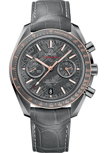 Omega Speedmaster Moonwatch Co-Axial Chronograph Meteorite Watch - 44.25 mm Grey Ceramic Case - Meteorite Dial - Grey Leather Strap - 311.63.44.51.99.001