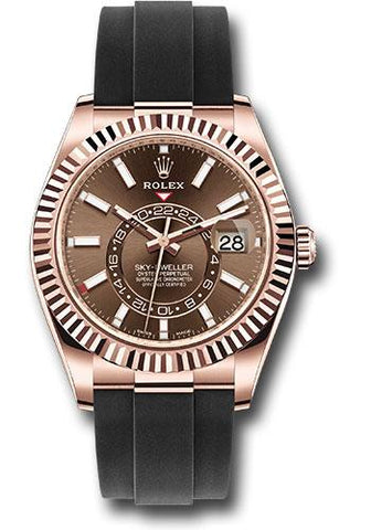 Rolex Everose Gold Sky-Dweller Watch - Chocolate Index Dial - Oysterflex Bracelet - 2020 Release - 326235 choi