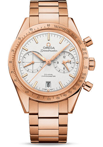 Omega Speedmaster '57 Omega Co-Axial Chronograph Watch - 41.5 mm Red Gold Case - Brushed Bezel - Silver Dial - 331.50.42.51.02.002