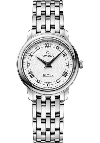 Omega De Ville Prestige Quartz Watch - 27.4 mm Steel Case - White Silvery Dial - 424.10.27.60.52.002