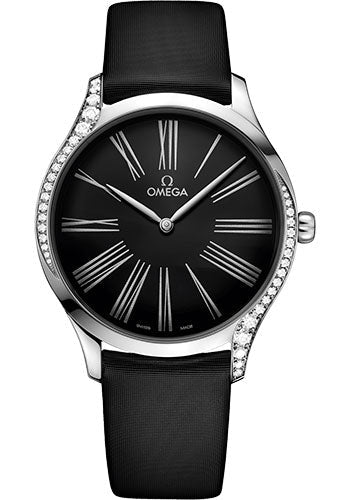 Omega De Ville Tresor Quartz Watch - 39 mm Steel Case - Black Dial - Black Fabric Strap - 428.17.39.60.01.001