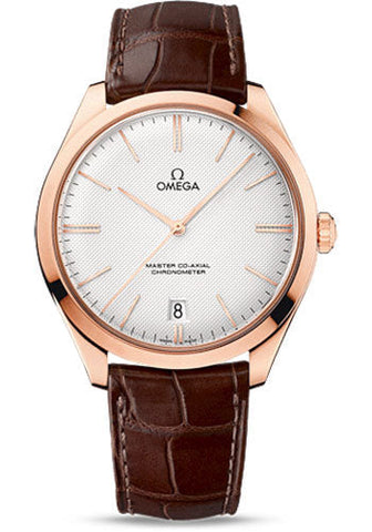 Omega De Ville Tresor Omega Master Co-Axial Watch - 40 mm Sedna Gold Case - Silvery Dial - Brown Leather Strap - 432.53.40.21.02.002