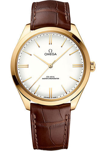 Omega De Ville Tresor Omega Co-Axial Master Chronometer - 40 mm Yellow Gold Case - Ivory Enamel Dial - Brown Leather Strap - 435.53.40.21.09.001