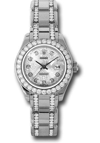 Rolex White Gold Lady-Datejust Pearlmaster 29 Watch - 32 Diamond Bezel - Silver Jubilee Diamond Dial - 80299.74949 sjd