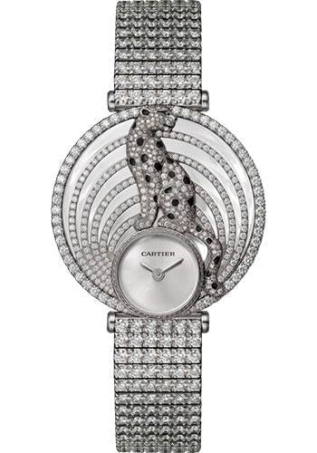Cartier Panthere Royale de Cartier Watch - 36 mm White Gold Diamond Case - Silvered Dial - White Gold Paved Diamond Bracelet - HPI01098