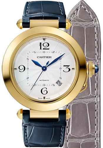 Cartier Pasha de Cartier Watch - 41 mm Yellow Gold Case - Silver Dial - Dark Gray And Navy Alligator Straps - WGPA0007