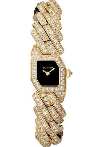 Cartier Maillon de Cartier Watch - 16 x 17 mm Yellow Gold Case - Black Dial - Diamond Bracelet - WJBJ0006